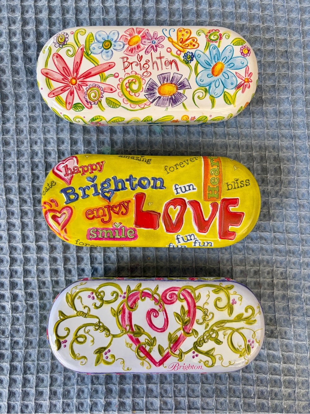 Brighton Colorful Bundle Floral, Yellow Love, and Heart Trio Eyeglass Cases